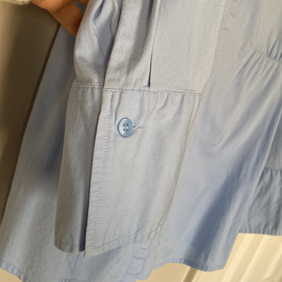 Duo Maternity baby blue lace up/tie back button down shirt M - Picture 5 of 17